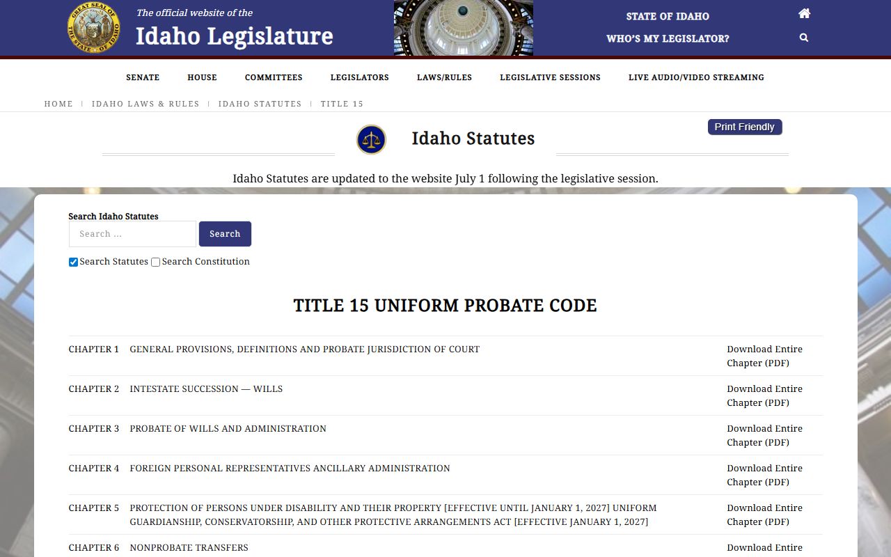 Idaho Title 15 Boundary County probate records source